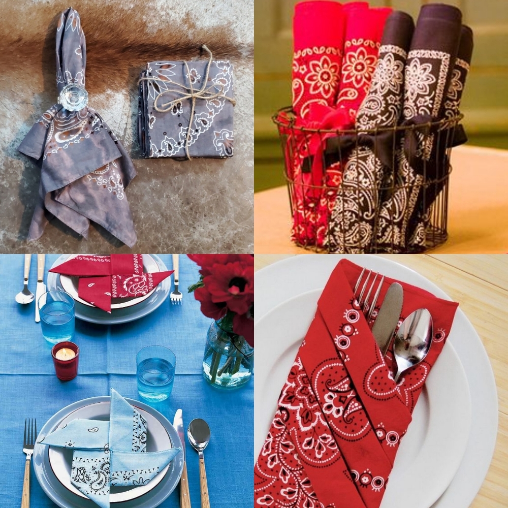 Distressed Bandana Napkin Set - Picture 2 of 2